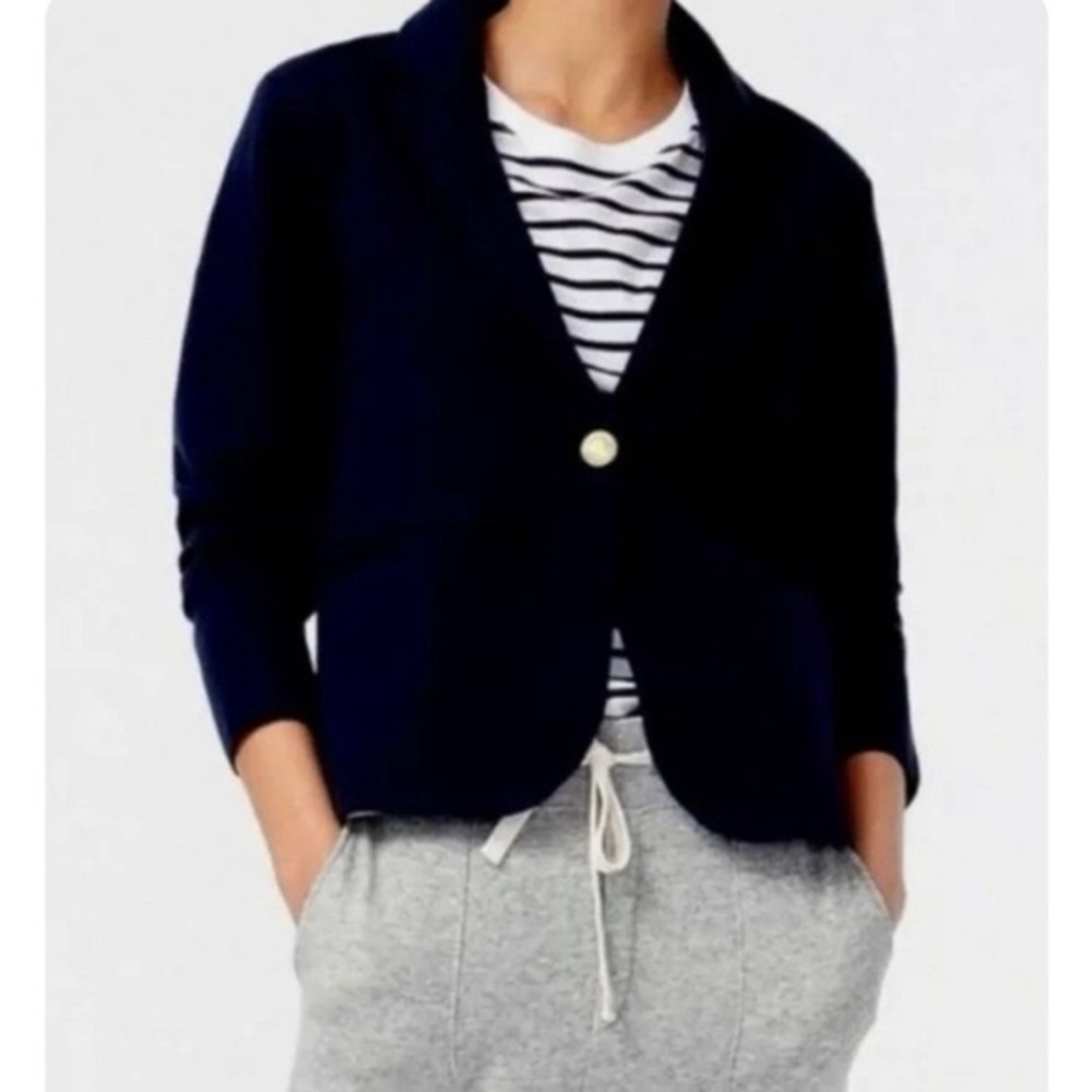 J. Crew Camille Black Sweater Blazer with Gold Button, sz L